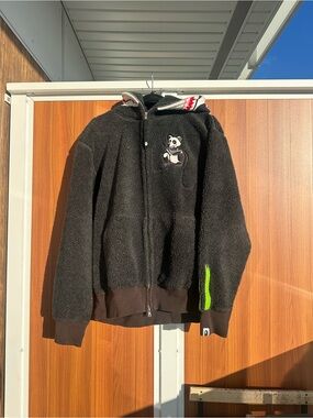 A Bathing Ape Black Full Zip Panda Fleece